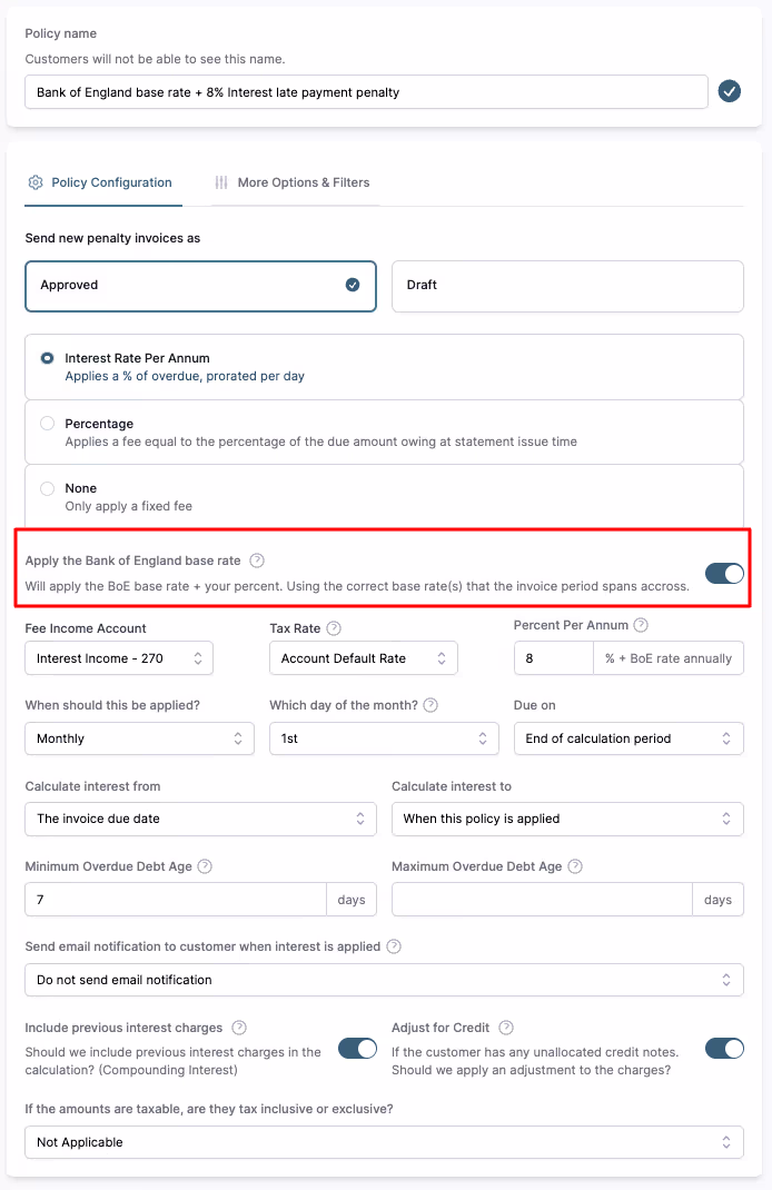 Apply Late Fees in QuickBooks United Kingdom screenshot 3