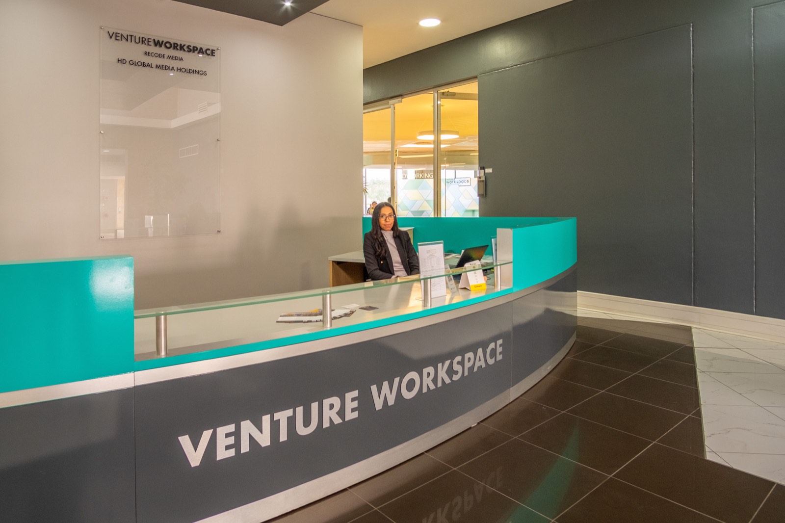 The front desk at a Venture Workspace co-working location in South Africa