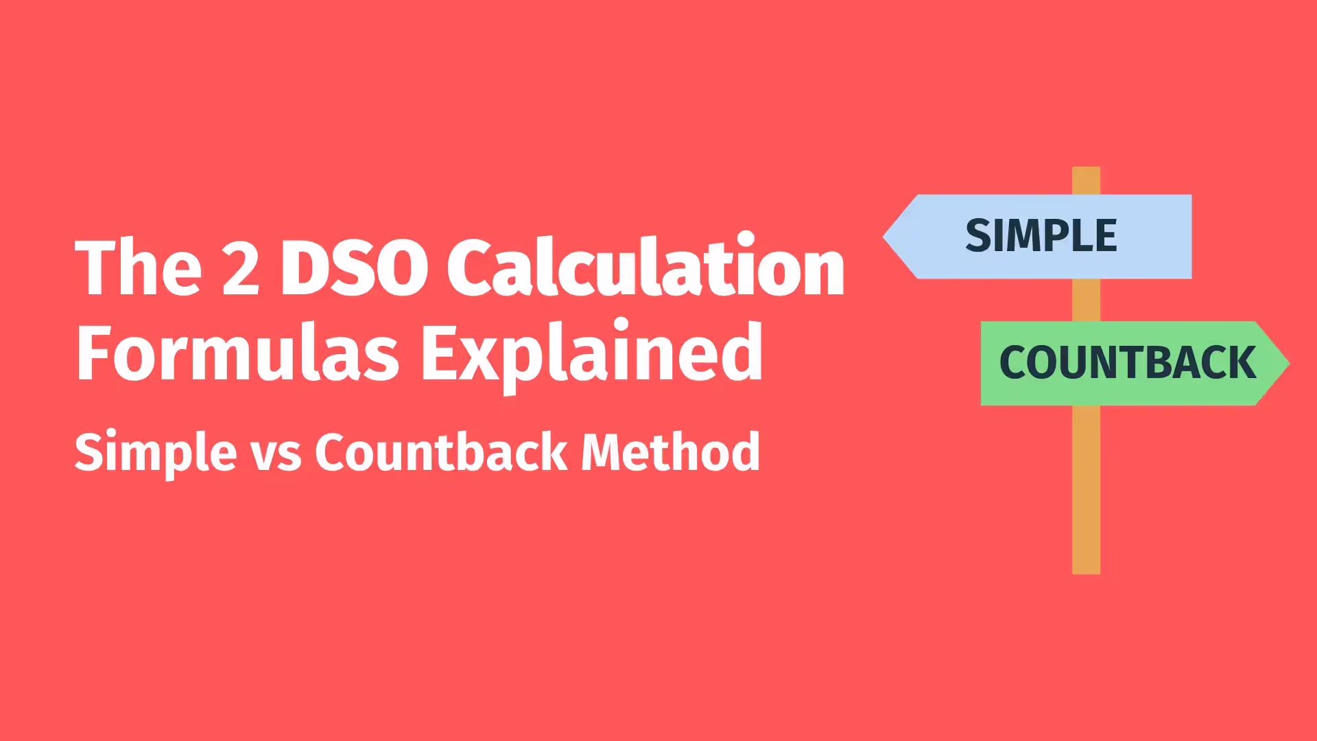 Graphic illustrating the two DSO (Days Sales Outstanding) calculation methods: Simple vs Countback, with directional arrows representing the choice between the two approaches.