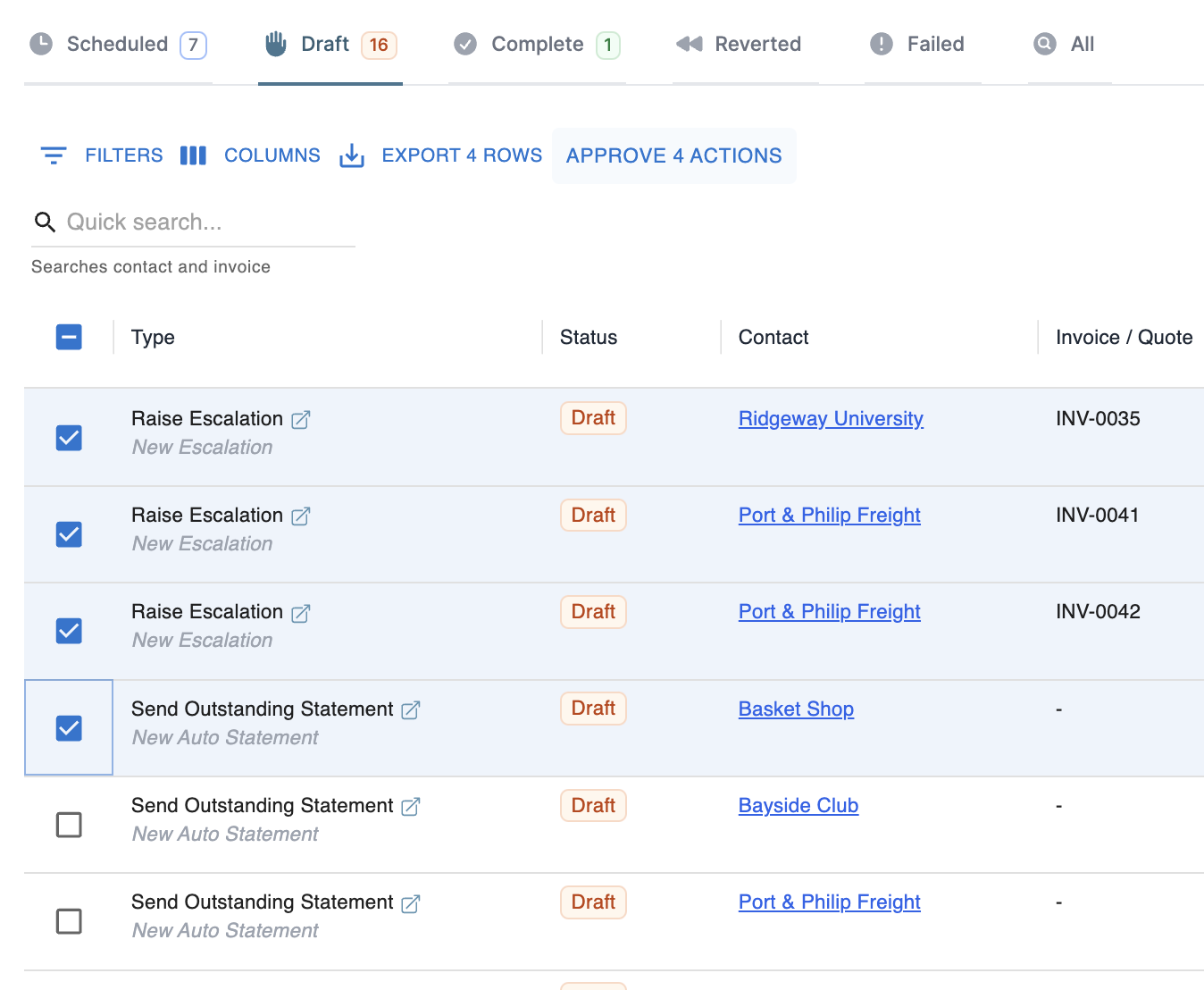 Pre Approve Draft Actions screenshot 1
