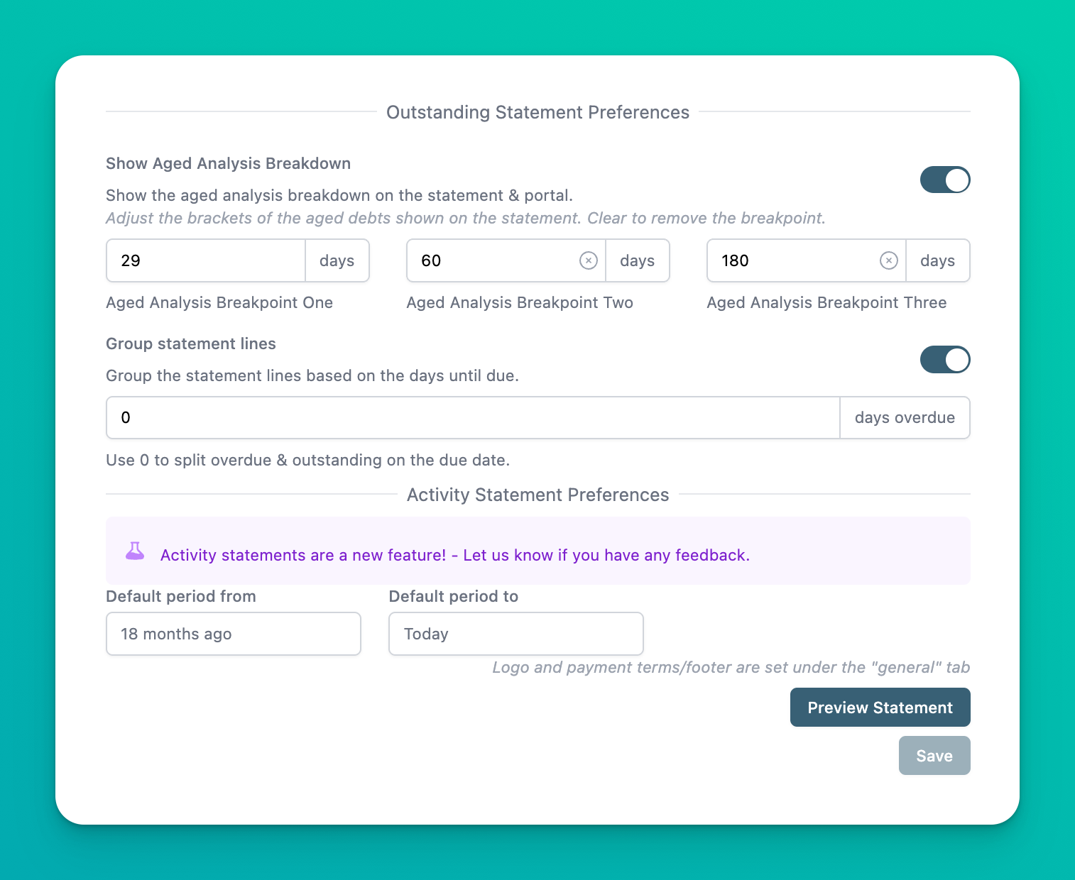 Add 30 60 90 Day Aging to Xero Statements screenshot 2