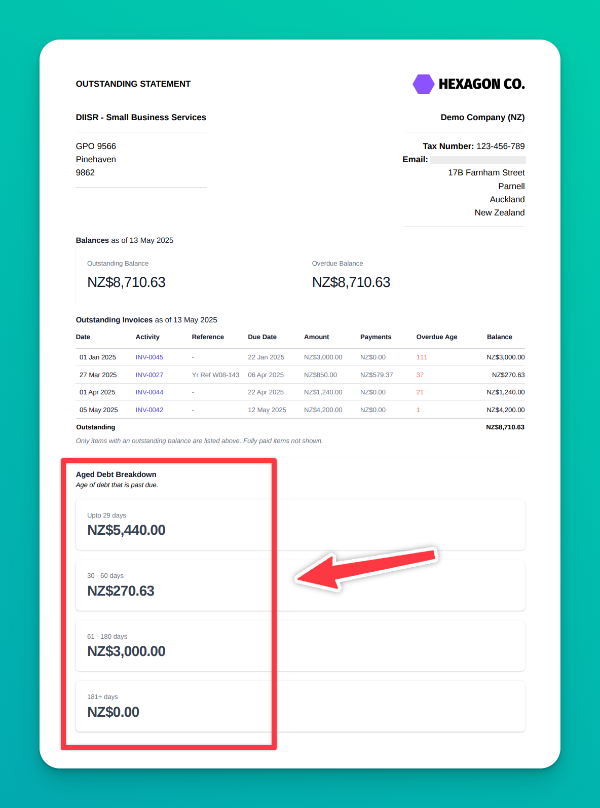 Add 30 60 90 Day Aging to Xero Statements screenshot 3