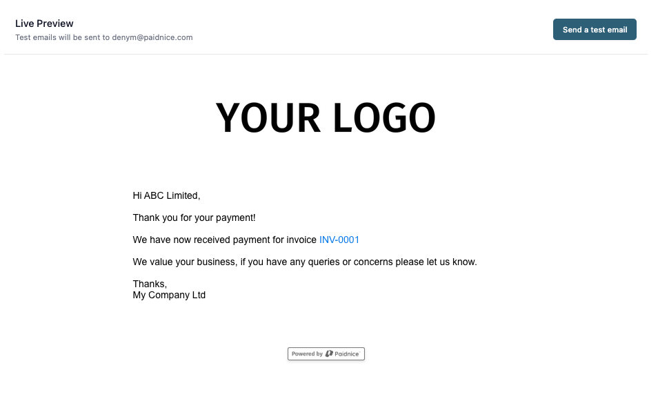 Setup Automated Payment Received Email Xero screenshot 2