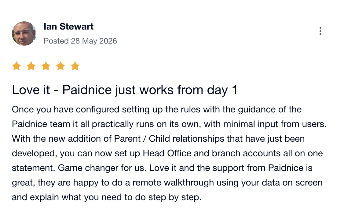 Xero Parent Child Customers Consolidated Statements