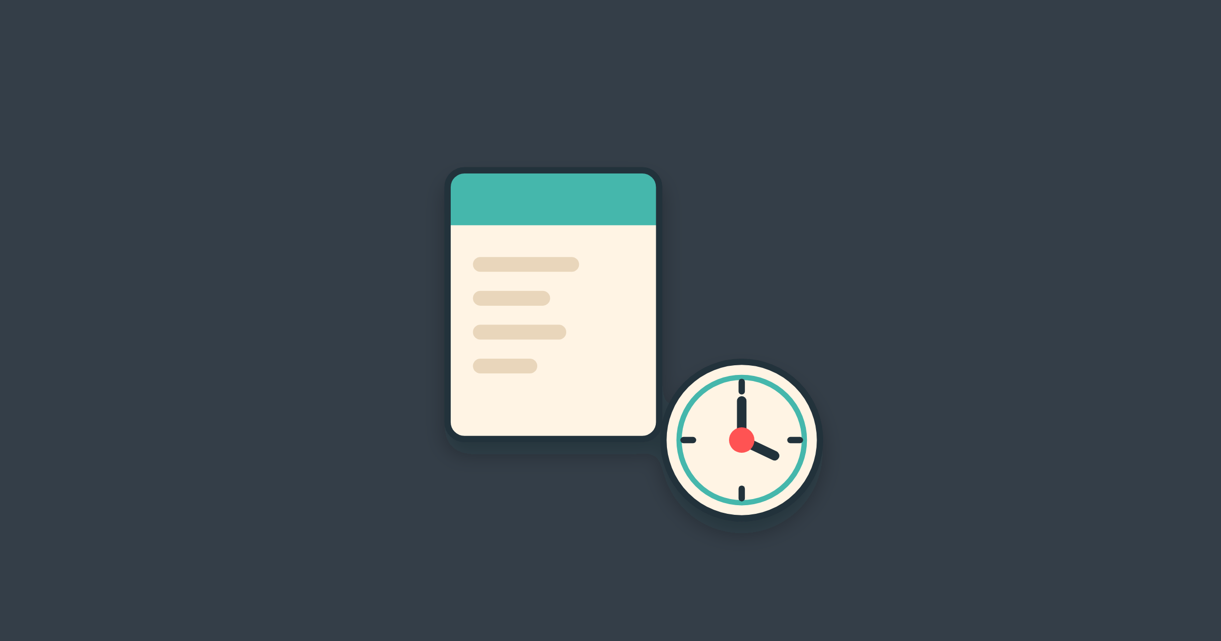 Illustration of an estimate document with a clock, for estimate follow-up in QuickBooks