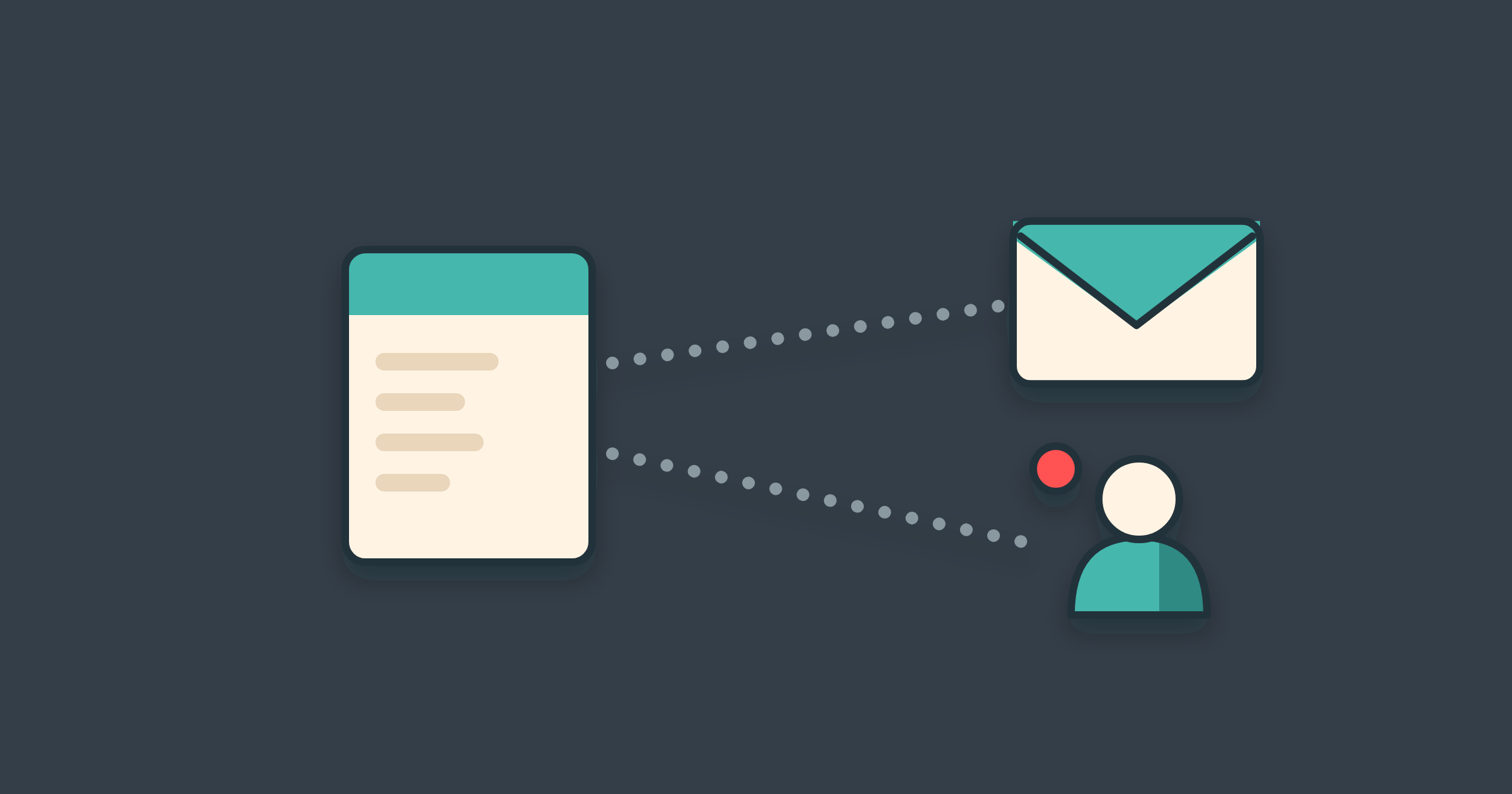 Illustration of an invoice routed to an email and a contact, for automatic invoice escalation in Xero and QuickBooks
