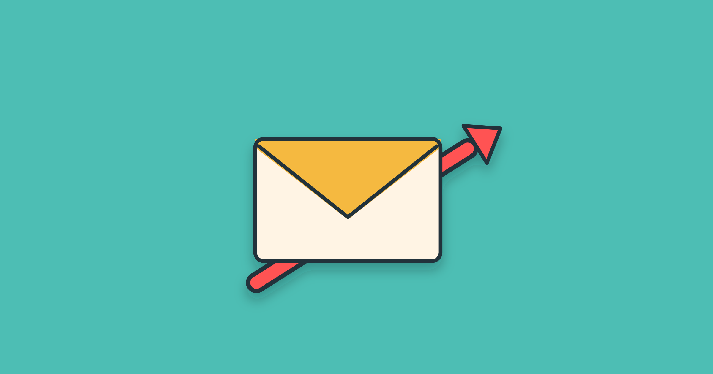 Illustration of an envelope with a coral rising arrow, for the dunning process