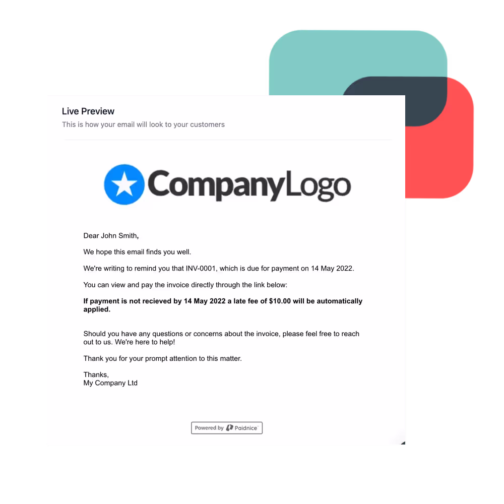 Xero invoice with overdue payment
