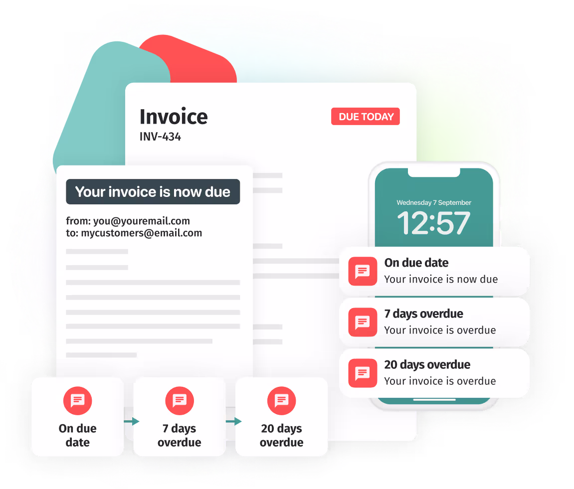 Paidnice illustration showing a late fee being issues onto an invoice